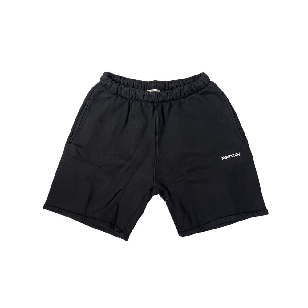 Madhappy Black Fleece Sweat Shorts SIZE L Logo Drawstring 8" Inseam